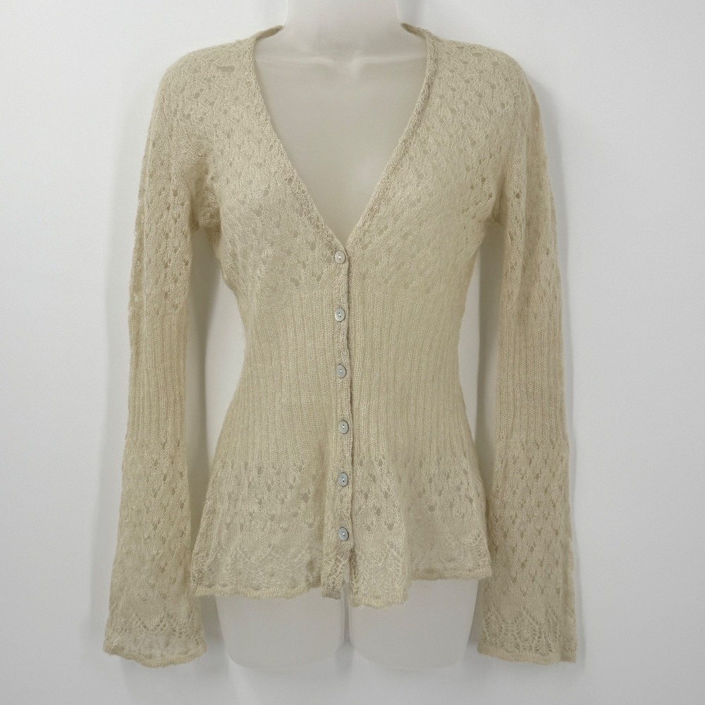 Vtg Y2K Babydoll top Sweater Womens sz M Flare Sleeve Mohair Fairy Grunge READ
